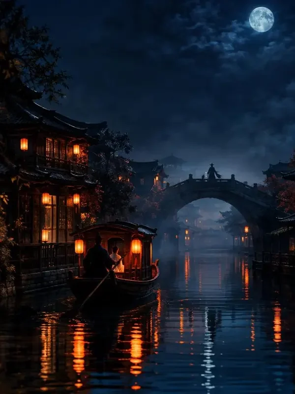 《江南夜行》短剧封面，古装题材